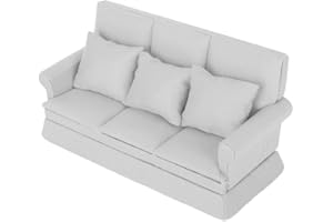 LUQEEG Meble do Domku dla Lalek, Miniaturowa Sofa w Skali 1:12, Mini Sofa do Domku dla Lalek z 3-częściową poduszką dla Lalek Mini Meble do Salonu w Domku dla Lalek (Szary)
