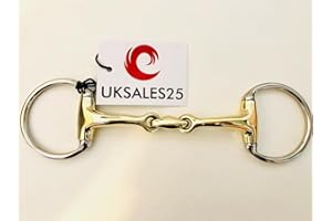 UKSALES25 EggButt Snaffle Bit Curved MP Double Jointed with Lozenge (HORSE BIT) (6")