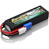 Gens ace 3S Lipo 5000 mAh 11.1 V 3S1P 50C Bashing Lipo Battery with EC5 Connector for Most RC Cars in 1/8, 1/10 Scale