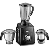 Sujata MG01 Mixer Grinder|1000 Watts Double Ball Bearing Motor|24000 RPM| Non-Stop 90 Mins Running|3 Jars including 1750ml Blender, 1000ml Grinder, 50