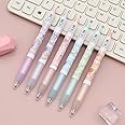 ELECDON Kawaii Gel Ink Pen, 6 Pcs Retractable Gel Pen, Black Ink, 0.5mm Cute Pens Fun Space Aesthetic Pens for Office School Kids Writing Journaling Supplies, Cute Pressing Gel Pen (Spaceman)