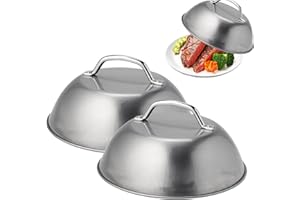 VEGENA 2 Pcs Edelstahl Burgerglocke, Schmelzglocke Für Cheeseburger, Edelstahl Burgerhauben, Edelstahl Burgerglocken Burgercover, Burgerabdeckung Burger Glocke Schmelzkuppel Abdeckhaube Für Burge Hamburgern