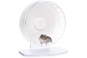 Niteangel Roue d'exercice silencieuse pour Hamster - Roue de Course en acrylique à Double roulement silencieux pour Hamsters, gerbilles, Souris, Degus ou autres Petits animaux (S, Blanco)