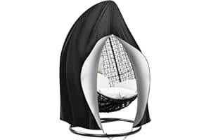 Emwel 190x115cm Hanging Chair Cover with Zipper - Heavy Duty Egg Swing Cocoon Chair Cover,Outdoor Waterproof Windproof Durable Heavy Duty Garden Furniture Protector