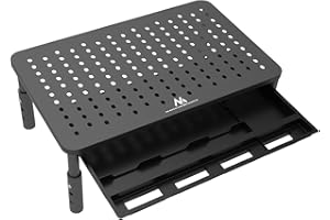 Maclean MC-946 Soporte Ergonómico para Monitor/Portátil con Cajón, Tamaño de Pantalla de 13 a 32 Pulgadas, Altura Ajustable, Capacidad de Carga de hasta 20 kg