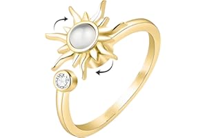 iuiiaii Fidget Rings for Anxiety Women, Shiny Anxiety Ring Gold, Fidget Rings for Women for Anxiety Adjustable Open Spinner Bead Ring Stress Relief Gift