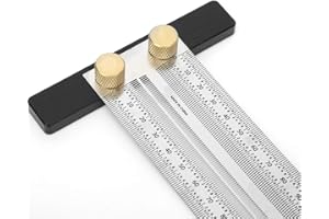 HYUDUO Ultraprecyzyjna linijka znakująca, linijka kątomierza ze stali nierdzewnej Linijka do drewna typu T Kąt prosty, miernik trasowania linijki z automatycznym ołówkiem (400 mm)
