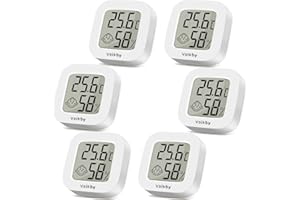 Vaikby Mini Digital Thermometer Hygrometer innen 6 Stück, raumthermometer zimmerthermometer temperatur und luftfeuchtigkeitsmesser, Hochgenauer temperatursensor Display in ℉/℃ für Innenraum Babyraum