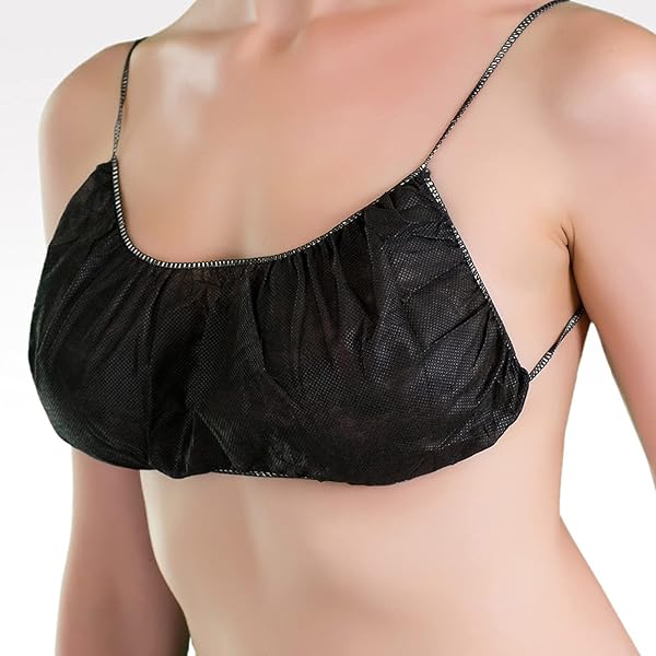 Lot De 50 Soutiens-Gorge Jetables Noir - Non Tissé, Hygiéniques | Pour Spa, Massage, Tatouage, Bronzage | Emballés Individuellement