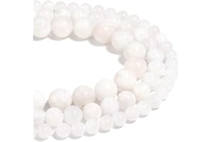 FILLUCK Naturstein Perlen 6mm weißen Mondstein poliert Runde glatte Edelstein Perlen für Schmuck machen 15 Zoll