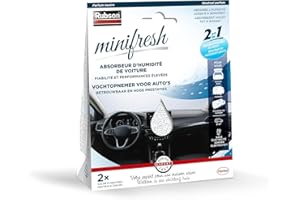 Rubson - Absorbeur d’Humidité Minifresh Voiture (2 sachets de 50 g) – Déshumidificateur d'air idéal pour petits espaces : voitures, coffres, vans, camping-car etc. Efficace jusqu'à 6 semaines.