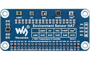 Waveshare Environment Sensor HAT for Raspberry Pi I2C Bus with Rich Onboard Resources Including Ambient Light Sensor VOC Sensor IR/UV Sensor Gyroscope and so on