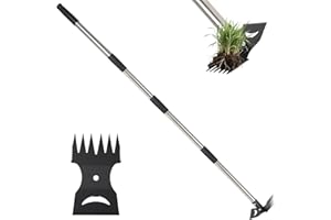 CAKKVDE Weed Puller Tool with 146.5cm Long Handle, 2-in-1 Manual Weed Rake & Garden Hoe, Heavy Duty Weeding Tool for Yard, Lawn, Patio & Garden – Adjustable & Ergonomic Design