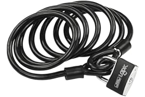 BURG-WÄCHTER Sicherheitskabel mit Vorhangschloss, Extralanges Spiralkabel, Motorrad, E-Scooter, Gartenmöbel, 750 250 + 402/50, Schwarz, 2,5 m