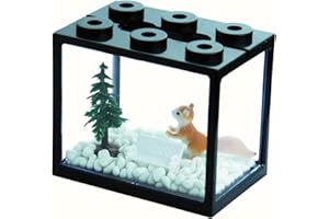 YOBIISOLUT Small Sea Monkey Tank, Stackable Mini Betta Fish Tank Tinny Aquarium Kit with Aquarium Gravel, Moss Ball Tank Shrimp Tank 0.27 Gallon Acrylic Cube Fish Bowl for Shrimp Snails