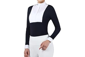 Harrison Howard Reitsport Plissee Lätzchen Show Shirt Reiter Top Reiten Langarm mit Stickerei