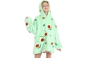 Wenlia Sudadera Manta para Niñas, Sherpa Hoodie Sudadera Manta de Forro con Capucha de Gran tamaño, súper cálida Linda Sudadera con Bolsillo y Mangas, Talla única de 7 a 13 años