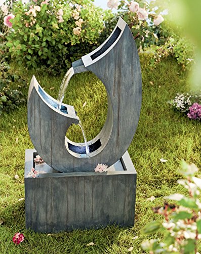miaVILLA Gartenbrunnen Brunnen Delta LED Beleuchtet Metall Grau - 4