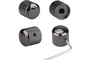 XIYANGJUAN 4Pcs Metal Guitar Knobs Volume Tone Control Knobs Dome Knobs with with Allen Keys Screws for Fender Telecaster Gibson Les Paul Electric Guitar Bass (Black)