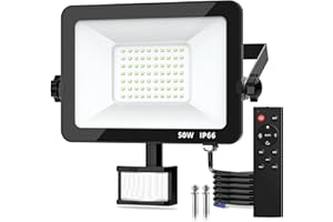 TOTOFAC Motion Sensor Outdoor Security Light, 50W 4750 Lumen LED Floodlights with PIR Sensor, IP66 Waterproof Motion Sensor Outdoor Wall Light with Remote Control for Garden, Backyard, Garage, Doorways