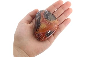 ORIENTREA Sardonyx Stein Handschmeichler - 1 Stück Sardonyx Kristallstein Nature Edelsteine, Seifenstein, Glatter Heilkristall, Sorgenstein