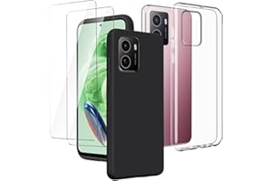 LYZXMY Cover per HMD Pulse/Plus/Pro (6.56") Trasparente + Nero Custodia + [2 Pezzi] Pellicola Protettiva in Vetro Temperato - Morbido Silicone Protettivo TPU Case