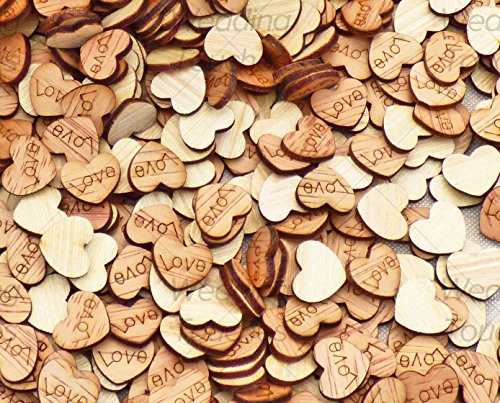 15 mm Love Herzen aus Holz Shabby Chic Craft Scrapbook Vintage Konfetti Herzen – 100 Stück - 2