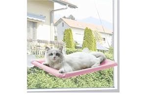 DoggieKit Amaca per Gatti fino a 20 kg Amaca Gatto Finestra da Interno con Ventose Appeso 55 * 35cm letto per Gatti, Amaca da appendere Trespolo per Gatti Stabile e Facile da Montare (Rosa)