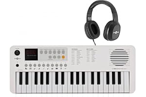 VISIONKEY-1 Bärbart Minikeyboard med 37 Tangenter med Hörlurar, Vitt