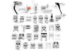 ele ELEOPTION Machine à Coudre kit Pieds-de-biche Multifonctionnel pour Machine à Coudre domistique Ourlet Pied de pièces Accessoires pour Brother Singer Lot de (32pcs)