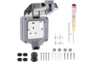 Drezesov Single Outdoor Socket Waterproof Socket IP66 Wall Electrical Outlets, Outside Plug Socket 13Amp 1 Gang Switched Power Socket Cover Weatherproof Wall Plug Socket Box