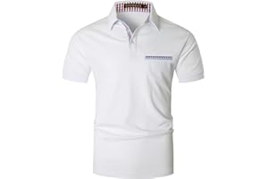 VHUQGVU Polo Homme Manche Courte Golf Tennis Contrasté Plaid épissure Casual Sport T-Shirt