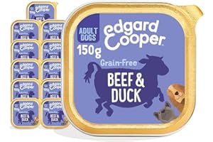 EDGARD COOPER Edgard & Cooper Adult Natural Wet Dog Food - (Beef & Duck, ‎11 x 150g cups) - Grain Free, High in Protein & Healthy, fresh meat, full of essential amino acids for healthy insides