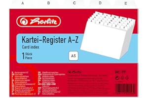 Herlitz® Przekładki z Indeksem A-Z A5 | Do Organizacji Kartotek | Dobrze Widoczne Oznaczenia Literowe | Wytrzymałe | Praktyczne i Funkcjonalne | Białe