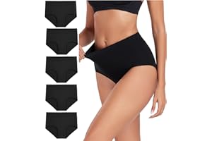wirarpa Bragas Talle Alto Algodón para Mujer Culotte Braguita de Cintura Alta Cómodo 5 Pack