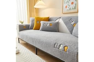 ‎TOPCHANCES Neue weiche Sofa Kissenbezüge - Rutschfeste Sofaabdeckungen 1 2 3 4 Sitzer Couchabdeckungen, Warme Plüsch Kunstpelz Berber Fleece Ecke Sofa Kissen Abdeckung L Form Möbelschutz (Grau 70x150)