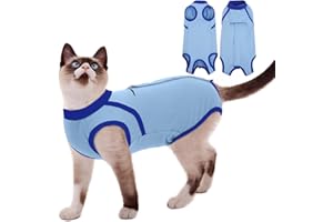 Hjyokuso Body Gatto Post Operatorio, Tutina Gatto Post Operatoria Sterilizzata, Tuta Post Operatoria Gatto Femmina e Maschio, E-Collar Alternativa, Impedisce Leccare Ferita Addominale Dopo Chirurgia