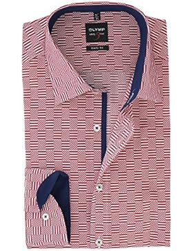 OLYMP Herren Langarm Business Hemd Rot Serie Level 5 Body Fit New York Kent Kragen Comfort Stretch Gr.40