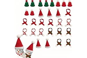 SDXCJY 30 Pcs Christmas Knit Hats & Scarf Set, Tree Ornaments, Santa Claus Cap Hats, Bottle Cap Decorations, Snowman DIY Handmade Gift, Party