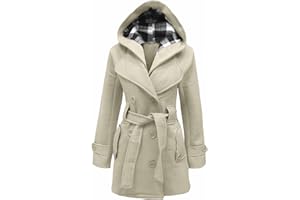 ZAFS Winter Coats Women's Coats Belted Waist Long Sleeve Buttoned Womens Winter Jackets For Women Uk Hooded Long Coat Ladies Coats Ladies Body Warmer For Women