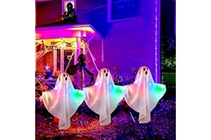 ZINUEEN Decorazione di Halloween per il giardino, set di 3 pezzi con timer, decorazione di Halloween per esterni a batteria, prato, cortile, decorazione della casa stregata