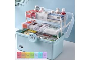 NCRGB Medikamenten Aufbewahrung,Hausapotheke Box 34x21.5x19CM,Boxen Aufbewahrung,Lego Aufbewahrungsboxen,Medizinbox 3 Ebene Medizinkoffer Erste Hilfe Koffer mit Tragegriff,Bastelbox,Lagerung von Kosmetika