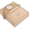 Premify Pack of 5 Filter Bags for Karcher 6.904-322.0 Vacuum Cleaner Bags for WD2, Paper Filter Bag Dustbags for Karcher Hoover WD2 MV2 A2201/2204/2504, Brown