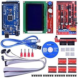 Kuman 3D Controlador de Impresora Kit para Starter Kit de Mega 2560 R3 Arduino +RAMPAS 1,4 + + 5 piezas Conductor del Motor de Pasos A4988 + LCD 12864 para Arduino RepRap K17 Versión actualizada