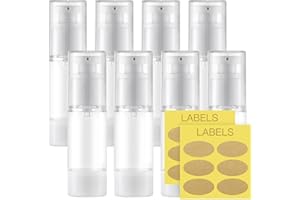 Toureal 30ml Kunststoff Airless Pumpspender Leer (8 Stück), Pumpflasche, Reise Spenderflasche, Plastikflaschen für Kosmetik, Creme