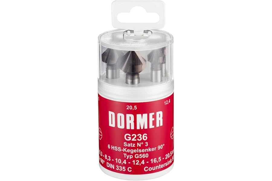 Dormer G2363 HSS High Speed Steel Countersink with 90 Degrees Angle, Set of 6 pcs, Various Shapes