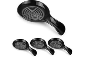 Kyraton Spoon Rest 4 Pack, Plastic Spoon Holder for Kitchen Counter, Kitchen Utensil Rack for Spoons, Tongs, Spatulas, Spoon Rack for Hob, Spatula Rest, Dishwasher Safe