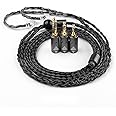 Linsoul QKZ Q1 MAX 16-Stand 352 Cores Silver-Plated HiFi Earphones Upgrade Cable with Interchangeable 2.5mm/3.5mm/4.4mm Plug Replacement Cable for Audiophile (Black, S-Type)