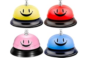 BEOIUCZZY 4 Pièces Cloche de Bureau, Sonnette de Service Sonnette de Comptoir Sonnette de Réception,Cloches D'appel de Restaurant Clochette Table Bar pour Restaurant, Cuisine, Hôtel, Bar, Dressage d'animaux