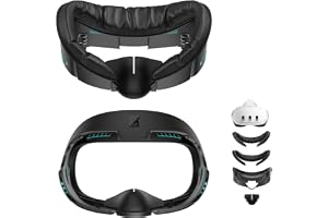 AMVR Facial Interface Compatible with Meta/Oculus Quest 3 Face Pad Accessories, with Soft PU Face Cushion Replacement and Breathable Ice Silk Cotton, Air-Circulation(Not for Q3S)